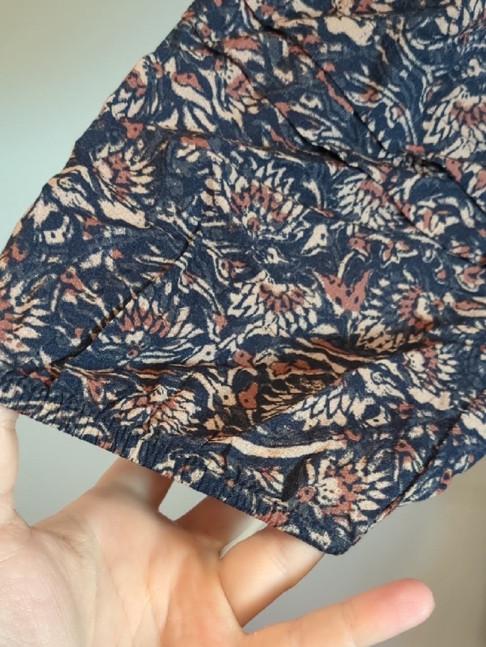 Faherty Navy Brown Floral V-Neck Maxi Dress Size Large Boho Cottage Beachy - Picture 4 of 9